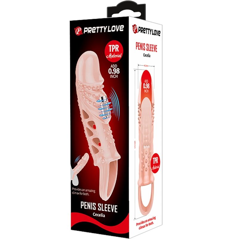 CECELIA funda para pene con extensión y vibración, en caja