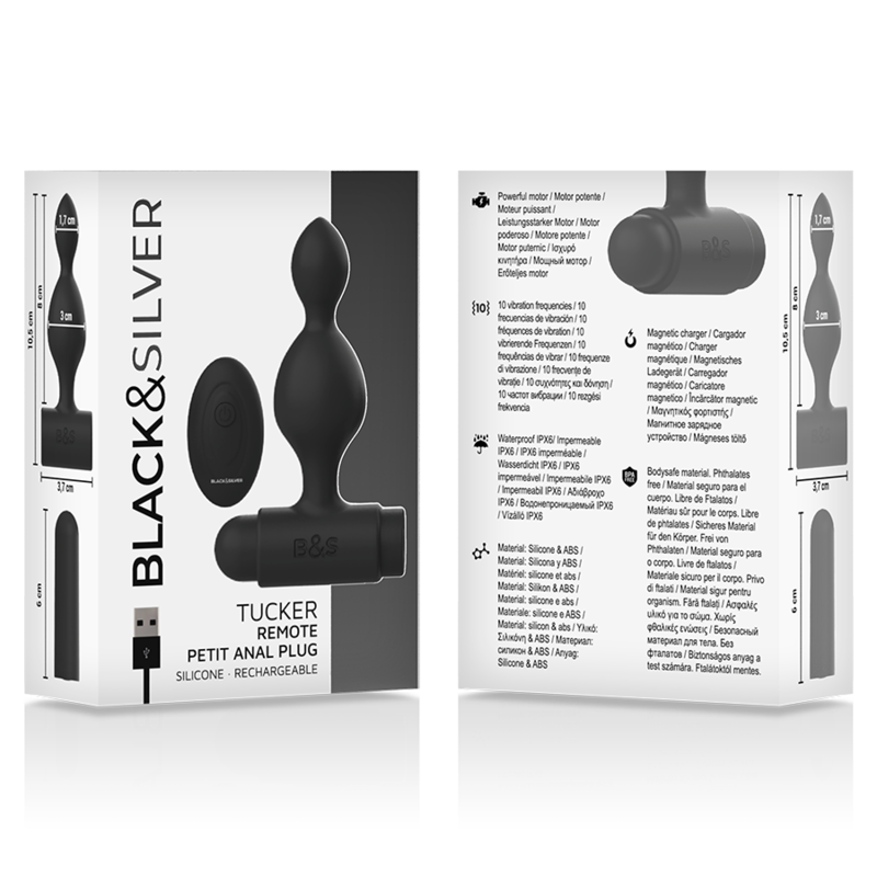 TUCKER plug tapón anal con control remoto y USB, en caja