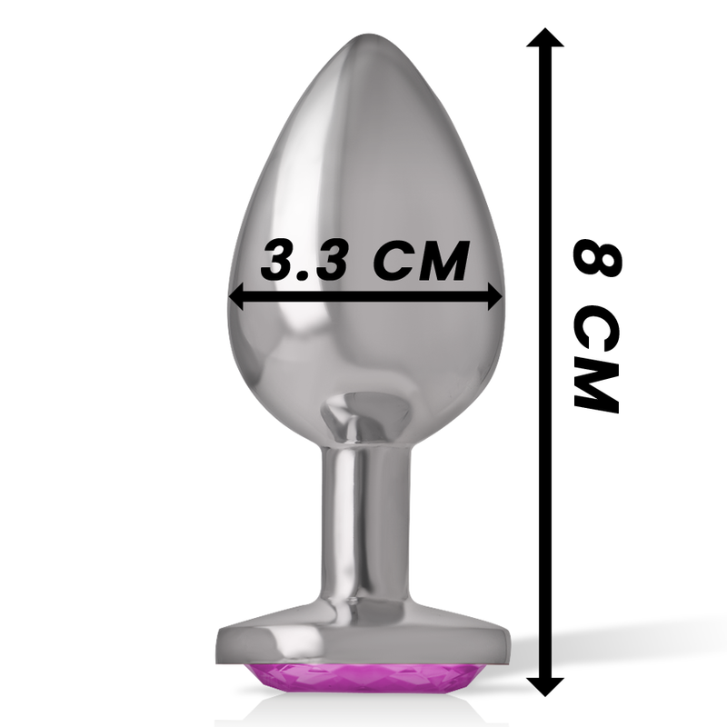INTENSE plug tapón anal en metal con cristal corazón rosa talla M, medidas