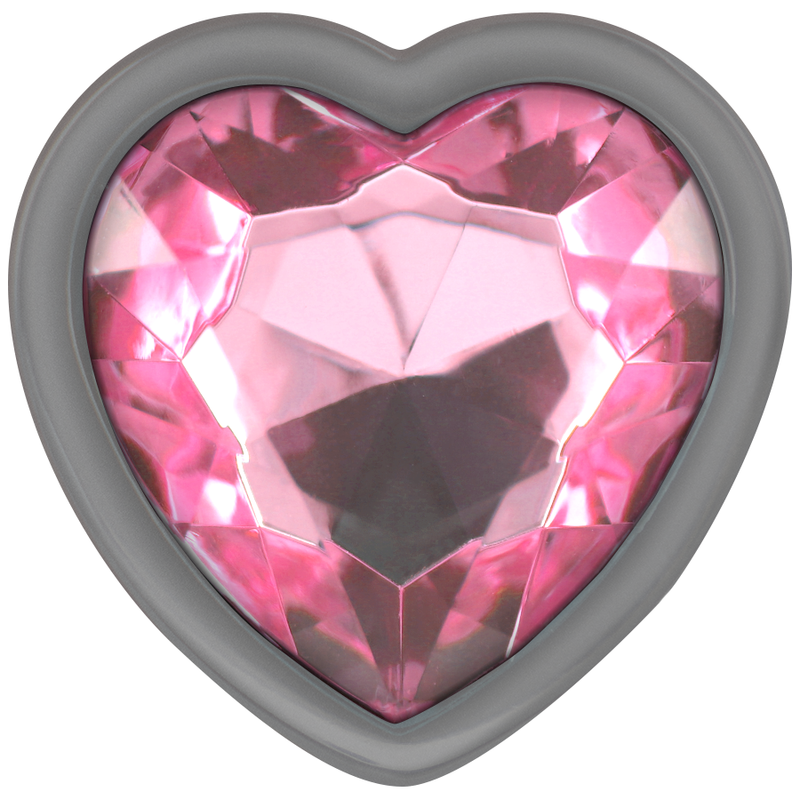 INTENSE plug tapón anal en metal con cristal corazón rosa talla M, vista cristal