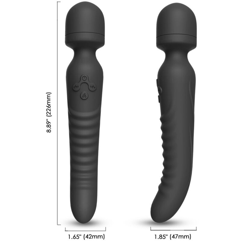 MISSION masajeador vibrador tipo Wand con efecto calor, medidas